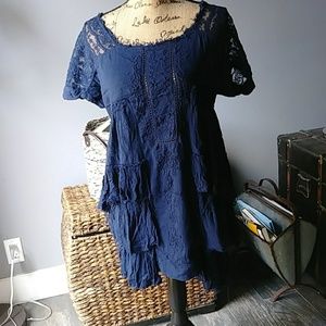 Free People Navy Loose Fitting Dress